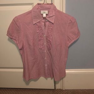 Adorable LOFT red and white striped button down!!